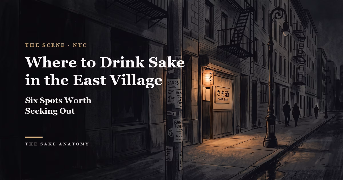 Hidden sake bar on East Village street at night, eyecatch